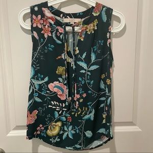 Loft Floral Tie Neck Shell